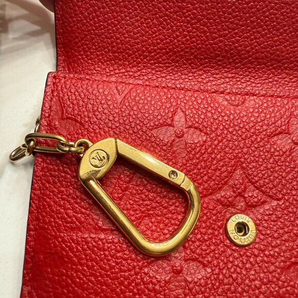 LOUIS VUITTON Empreinte Pochette Clé Wallet with Flap Coin key holder in RED - Picture 3 of 9